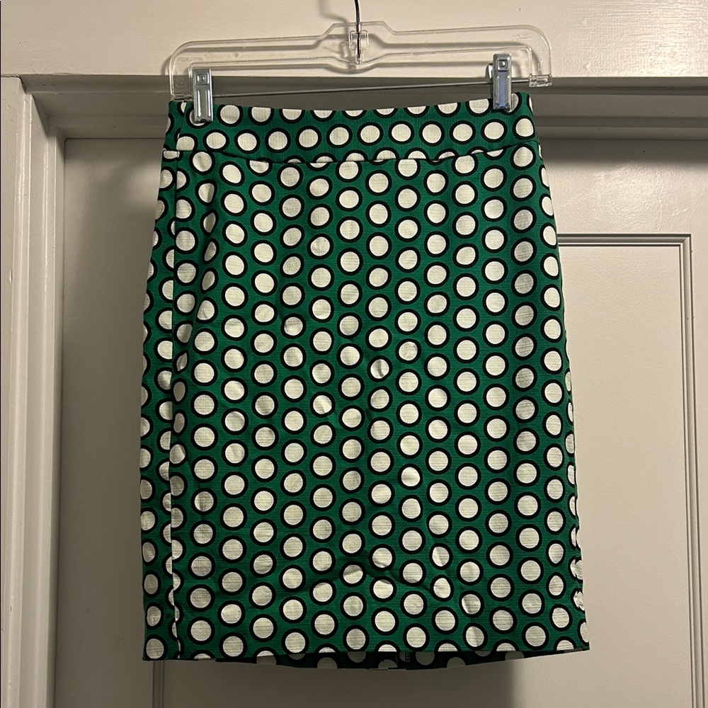 Banana Republic Green & White Large Polka Dot Pencil Skirt - 0 Petite, NWT